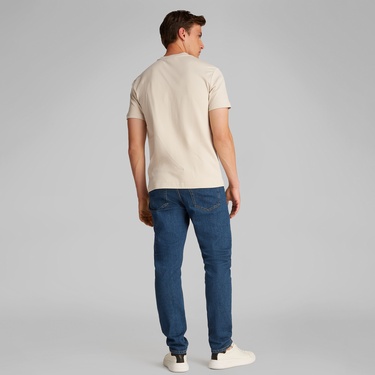  Calvin Klein Micro Logo İnterlo Erkek Bej T-Shirt