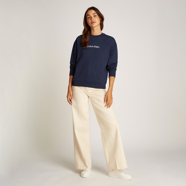  Calvin Klein Hero Logo Kadın Mavi Sweatshirt