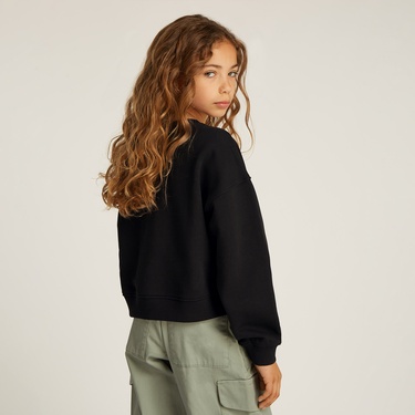  Calvin Klein Glitter Monologo Çocuk Siyah Sweatshirt