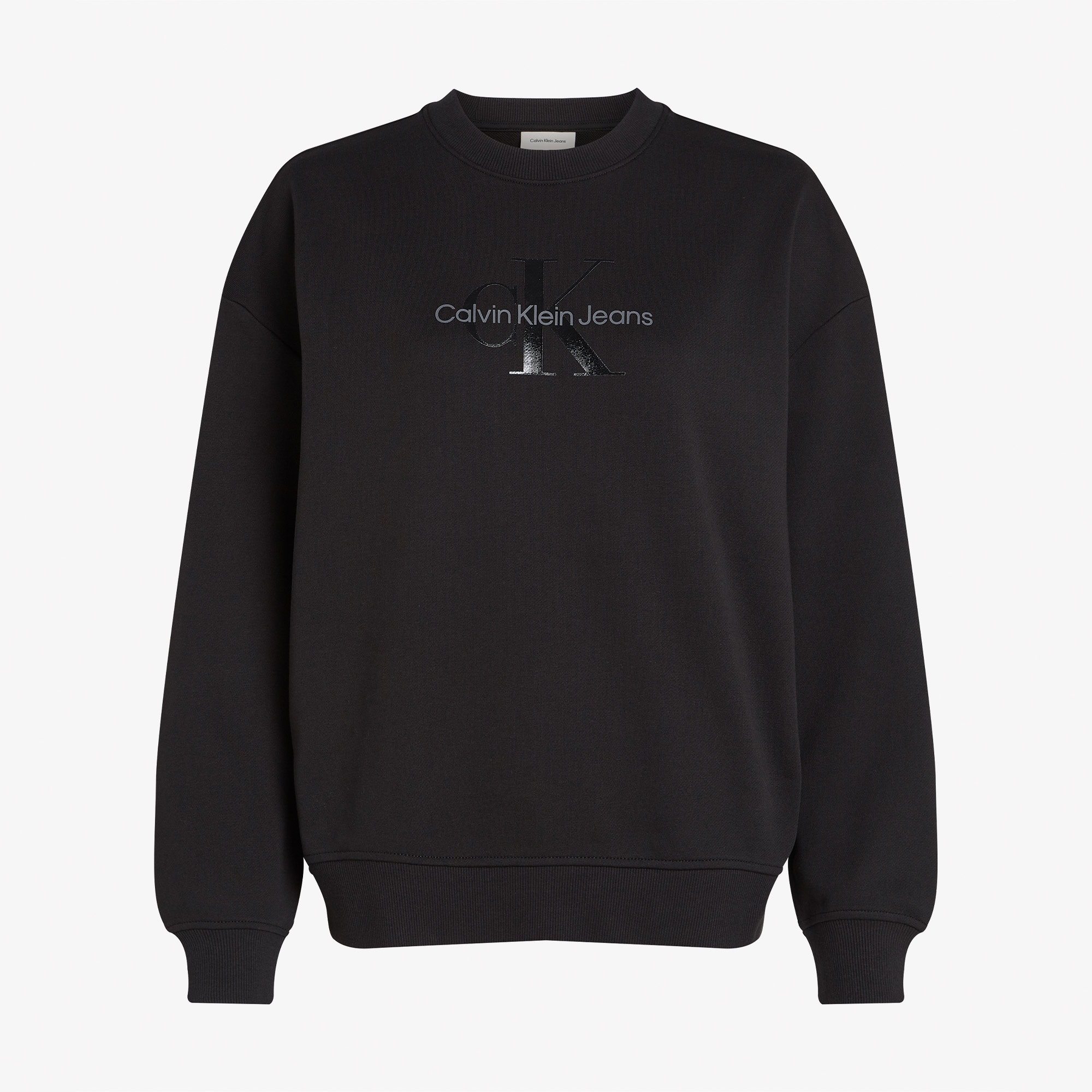 Calvin Klein Glossy Monologo Regular Kadın Siyah Sweatshirt