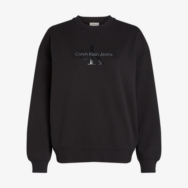  Calvin Klein Glossy Monologo Regular Kadın Siyah Sweatshirt