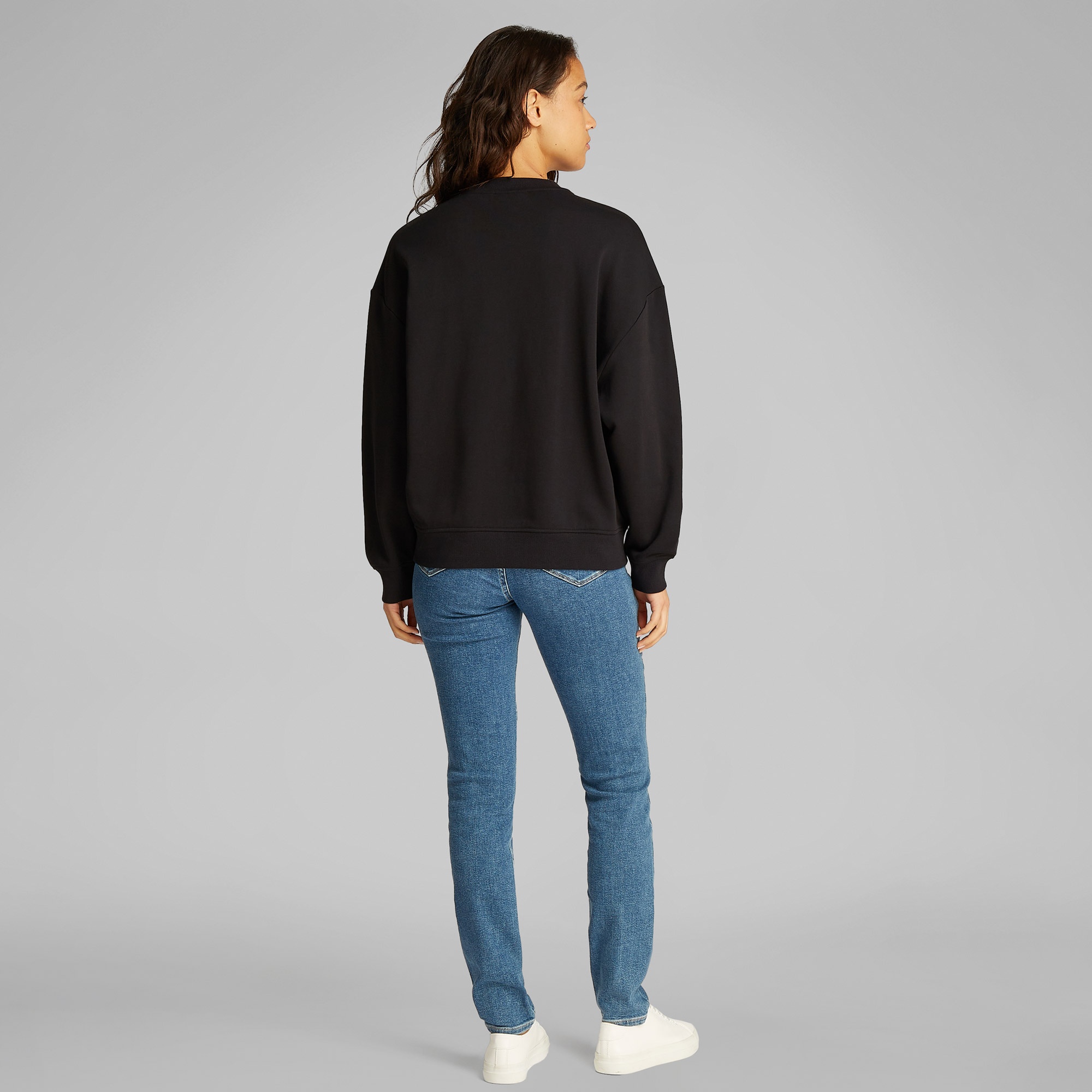 Calvin Klein Glossy Monologo Regular Kadın Siyah Sweatshirt