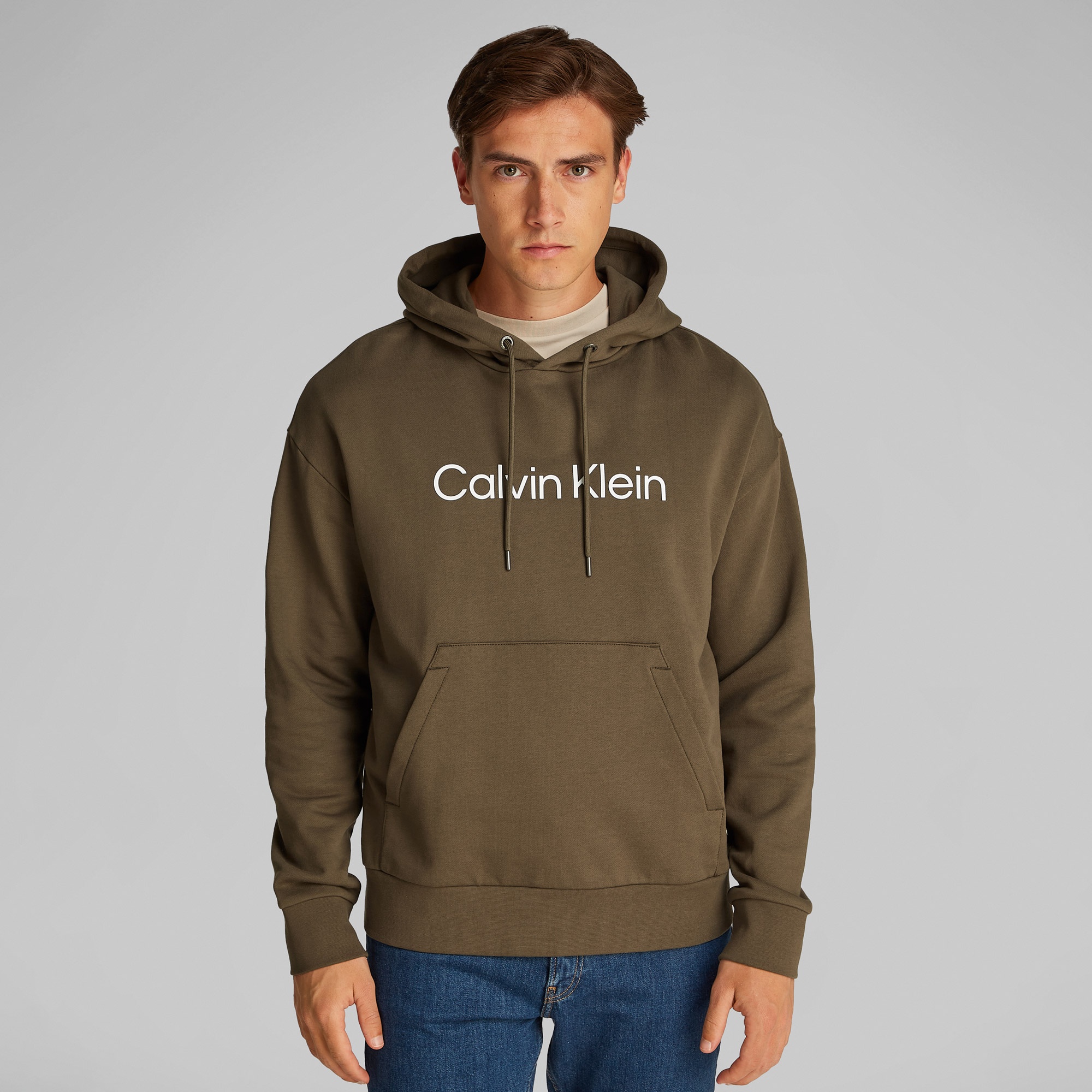 Calvin Klein Hero Logo Comfort Erkek Kahverengi Sweatshirt