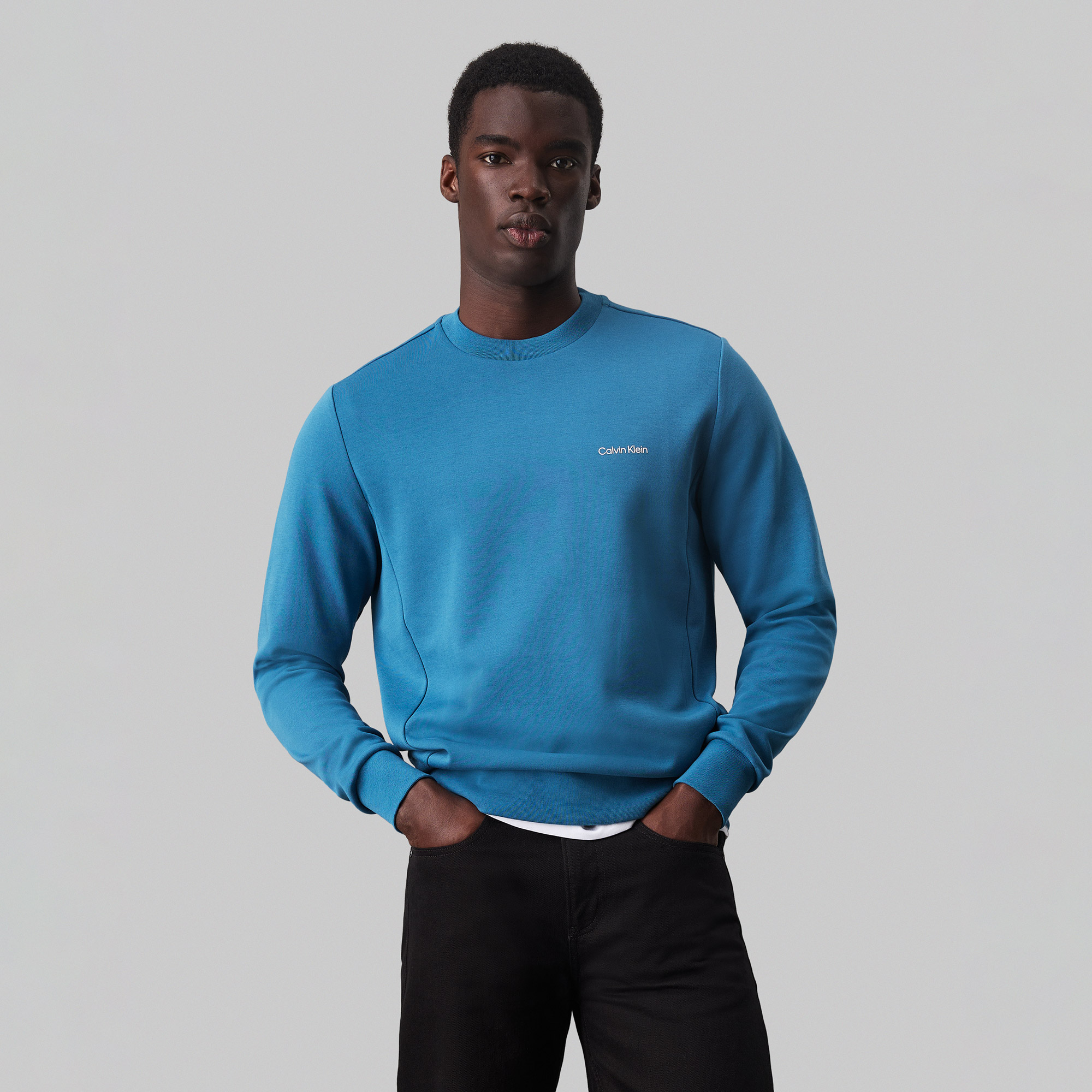  Calvin Klein Micro Logo Repreve Erkek Mavi Sweatshirt