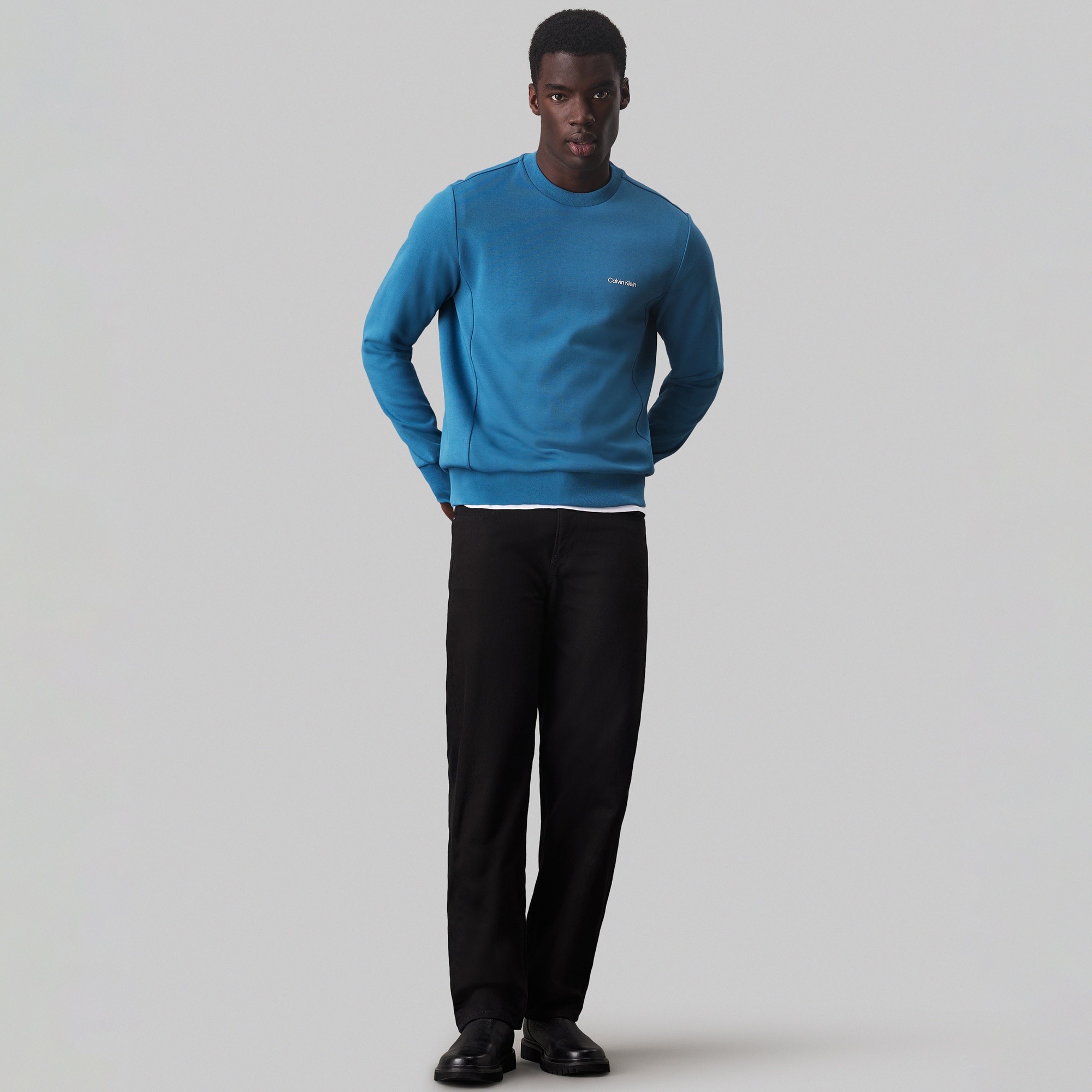 Calvin Klein Micro Logo Repreve Erkek Mavi Sweatshirt