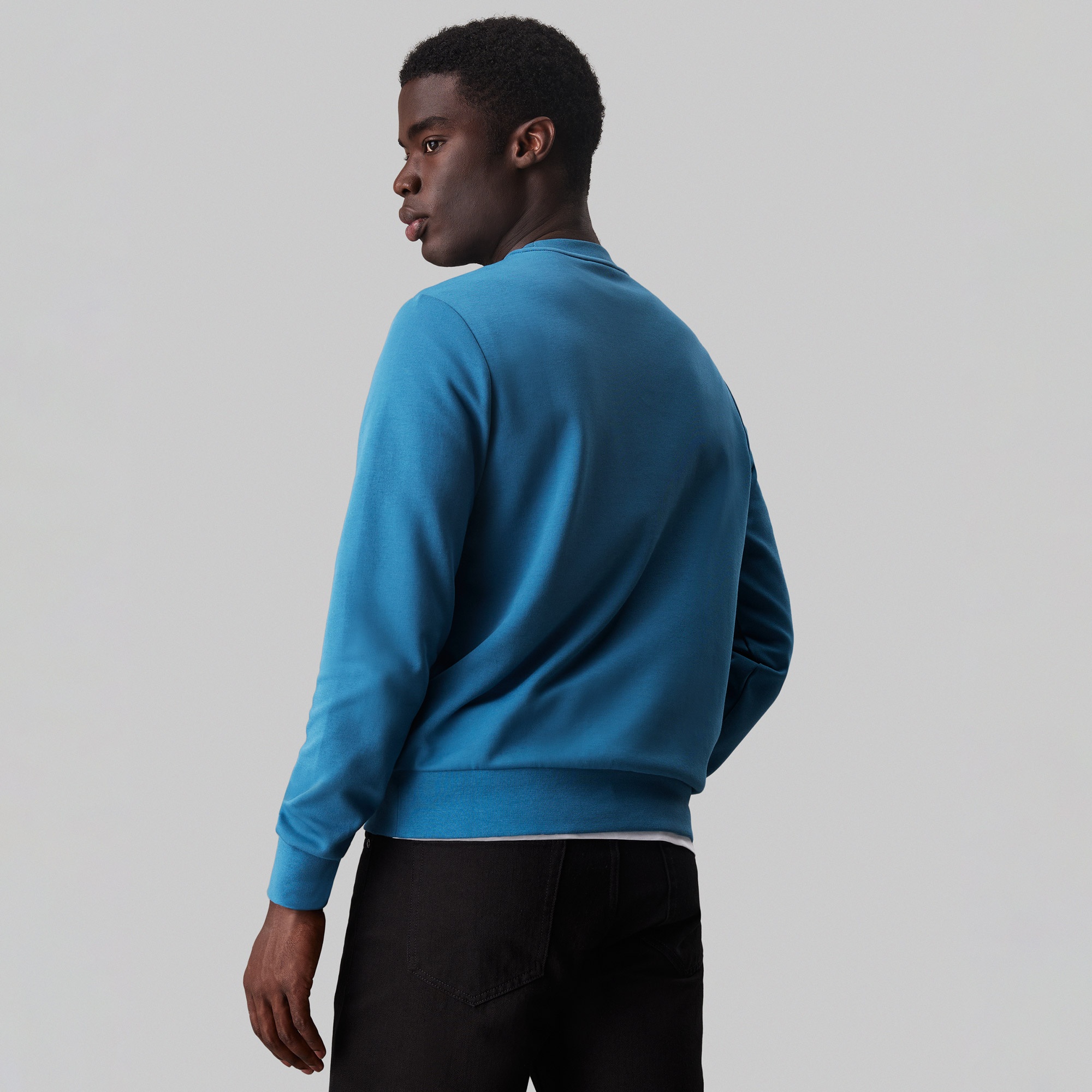 Calvin Klein Micro Logo Repreve Erkek Mavi Sweatshirt