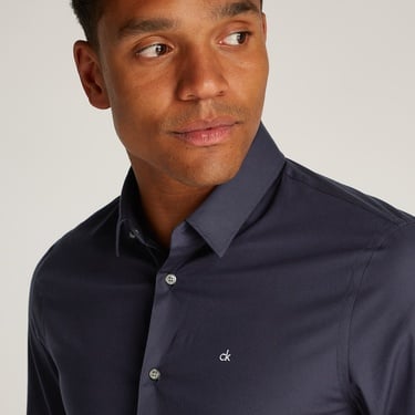  Calvin Klein Poplin Stretch Slim Erkek Lacivert Gömlek
