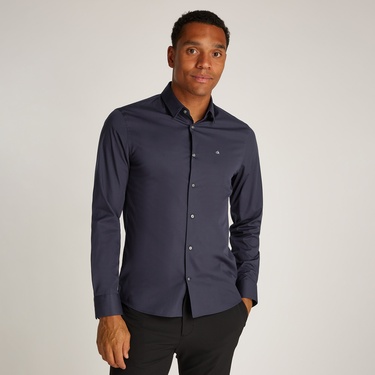  Calvin Klein Poplin Stretch Slim Erkek Lacivert Gömlek
