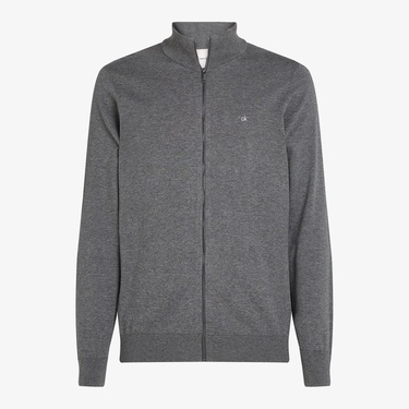  Calvin Klein Cotton Silk Blend Zip Jaet Erkek Gri Triko