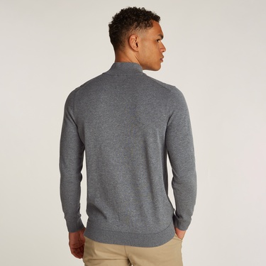  Calvin Klein Cotton Silk Blend Zip Jaet Erkek Gri Triko