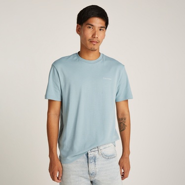  Calvin Klein Micro Logo İnterlo Erkek Mavi T-Shirt