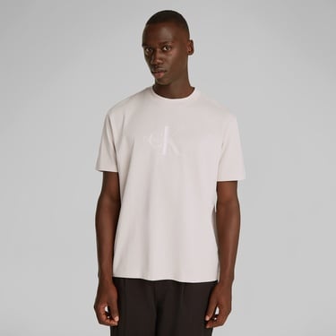  Calvin Klein Shiny Monologo Erkek Bej T-Shirt