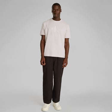  Calvin Klein Shiny Monologo Erkek Bej T-Shirt