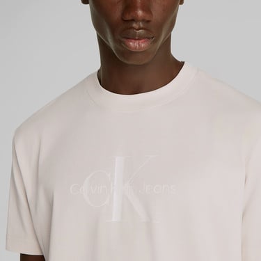  Calvin Klein Shiny Monologo Erkek Bej T-Shirt