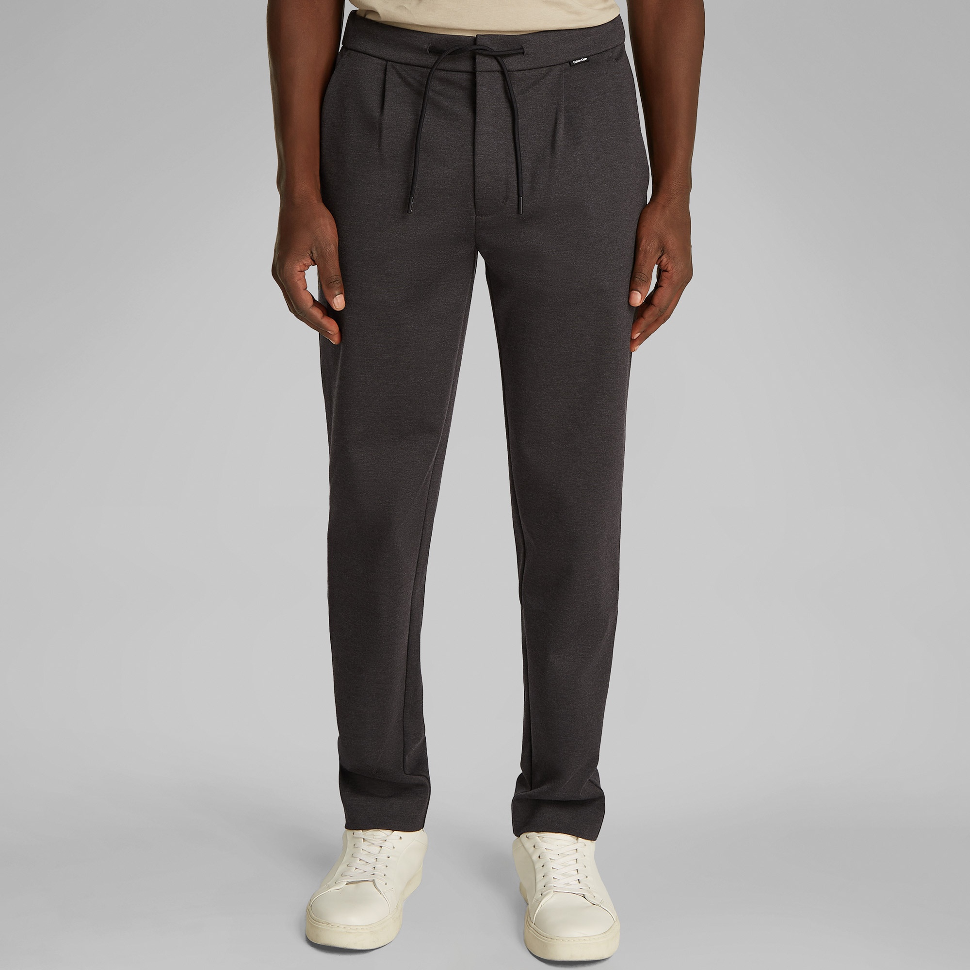 Calvin Klein Comfort Knit Tapered Pleat Erkek Gri Pantolon