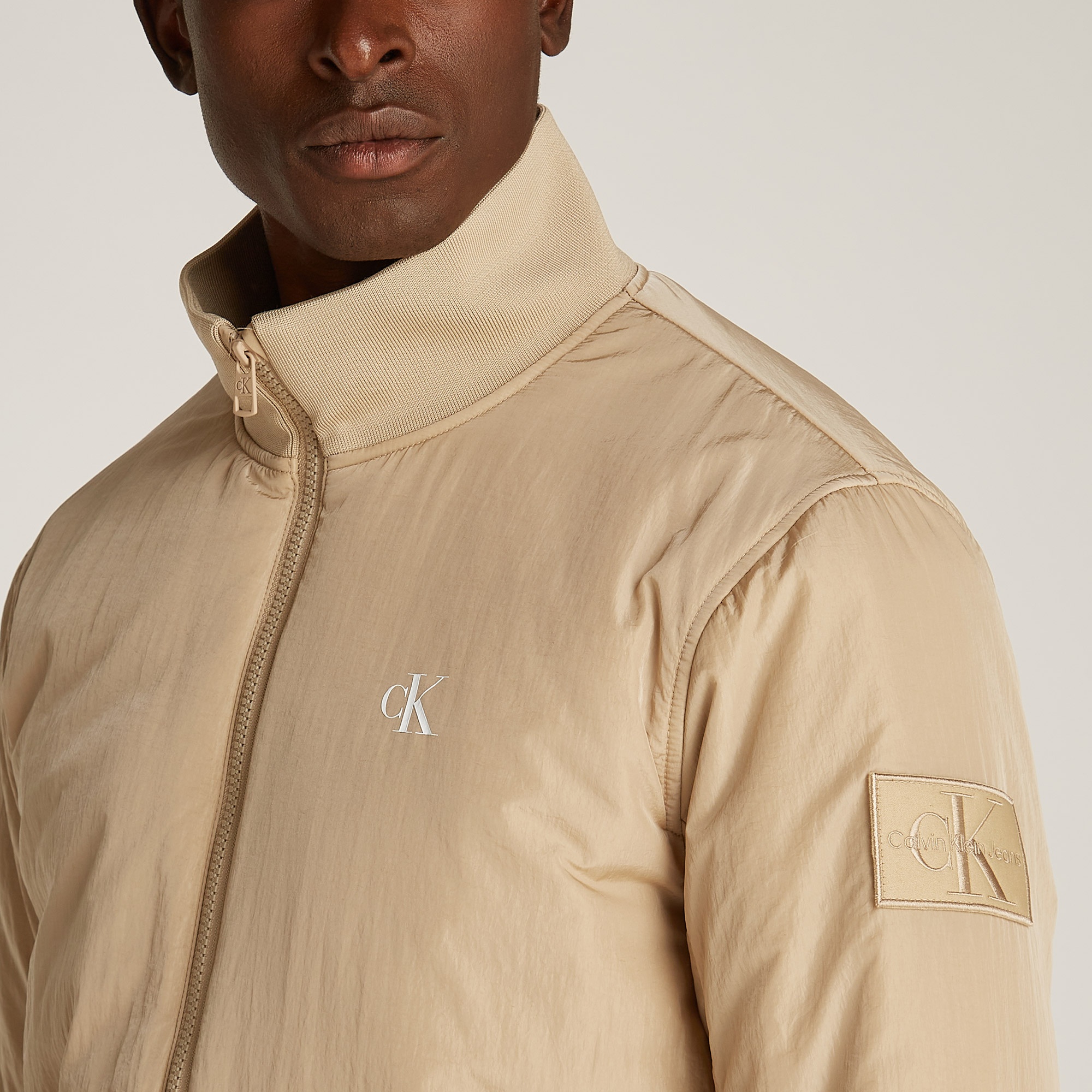 Calvin Klein Padded Harrington Erkek Bej Ceket