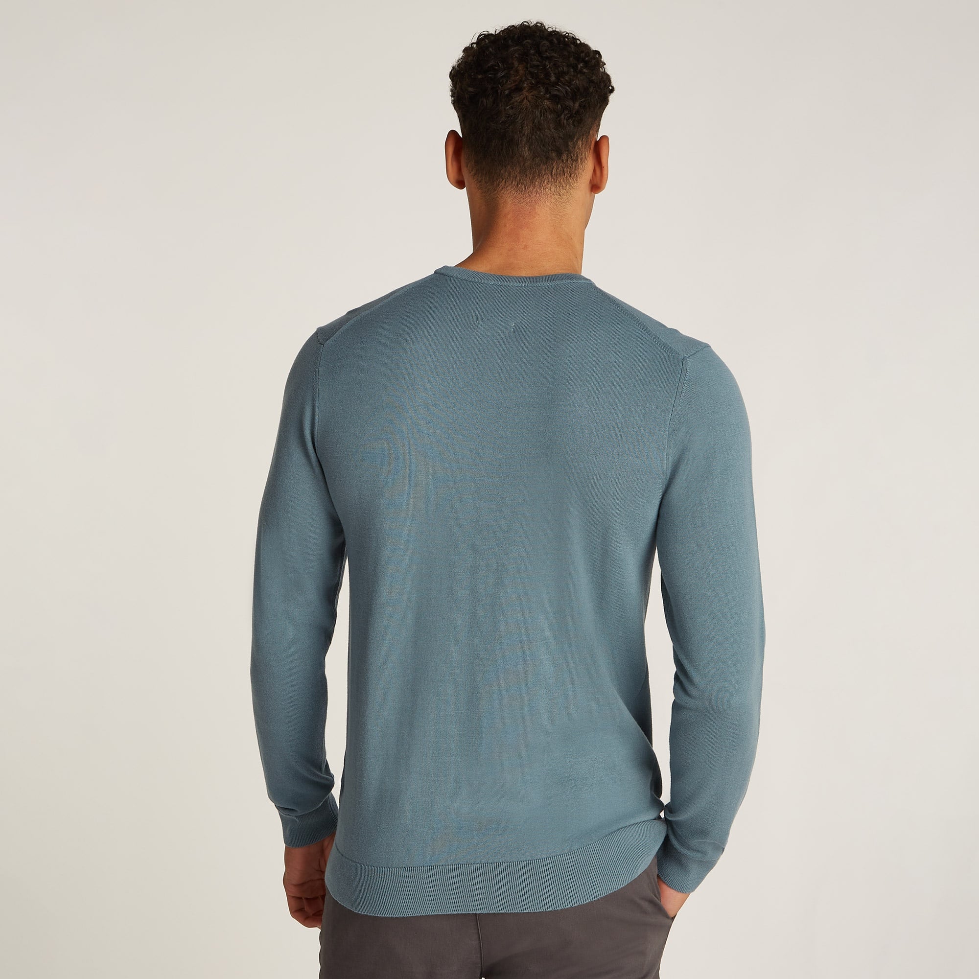 Calvin Klein Cotton Silk Blend Cn Sweater Erkek Mavi Triko