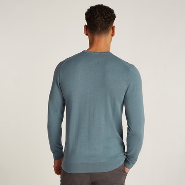  Calvin Klein Cotton Silk Blend Cn Sweater Erkek Mavi Triko