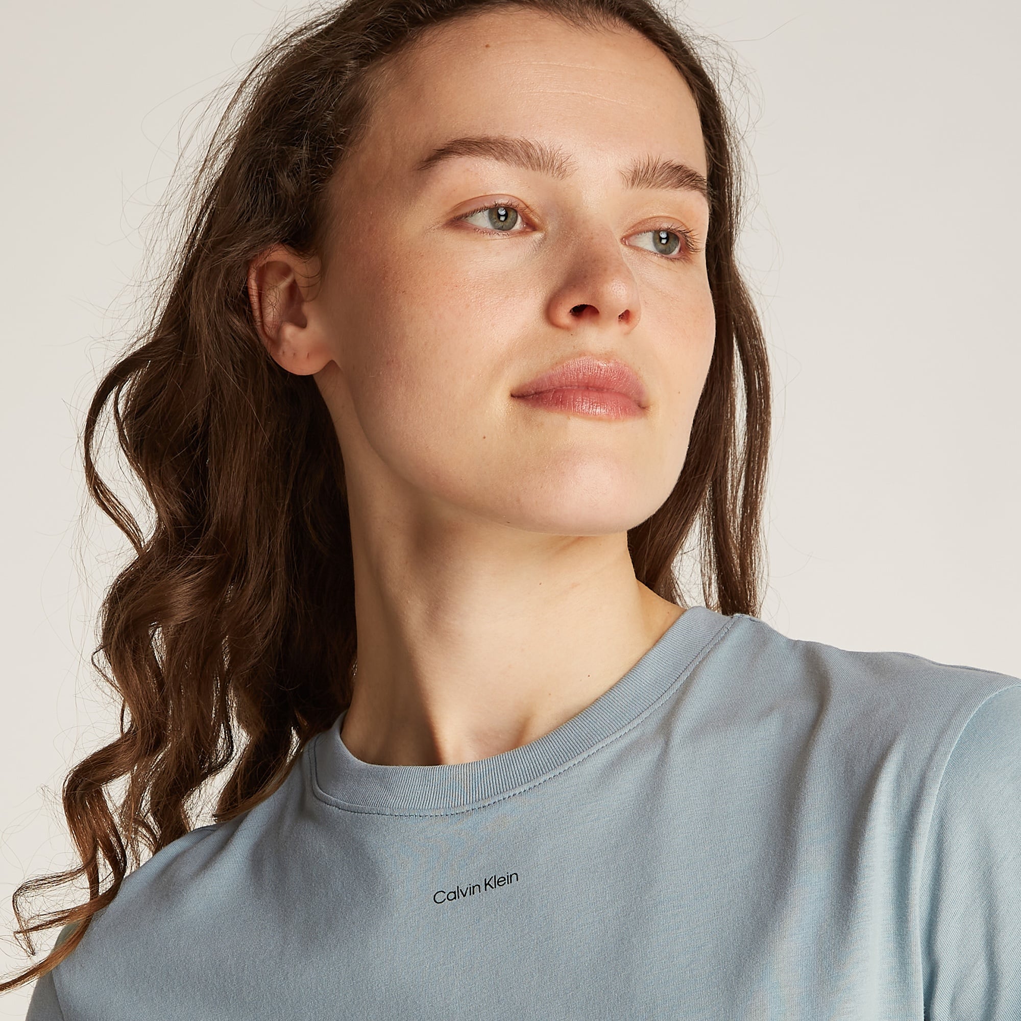 Calvin Klein Nano Logo Regular Kadın Mavi T-Shirt
