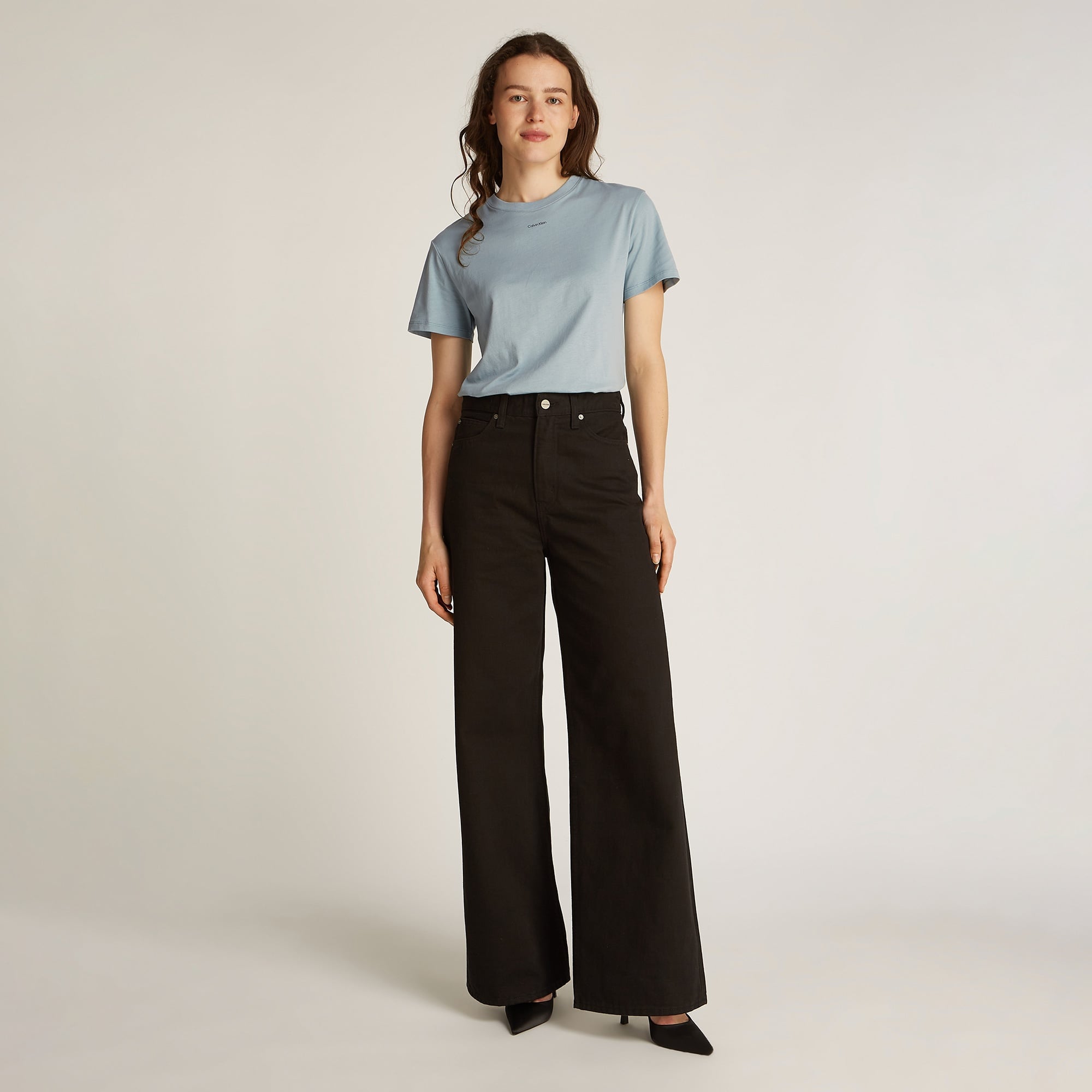 Calvin Klein Nano Logo Regular Kadın Mavi T-Shirt