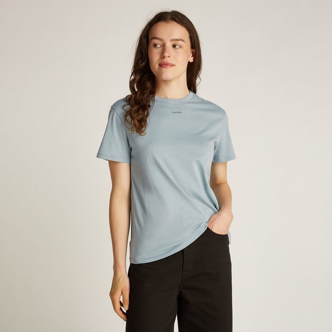  Calvin Klein Nano Logo Regular Kadın Mavi T-Shirt