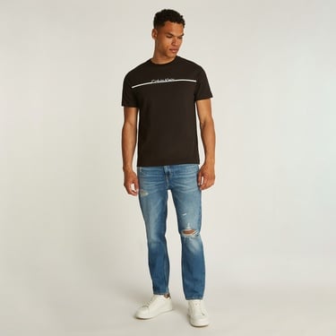  Calvin Klein Split Line Logo Erkek Siyah T-Shirt