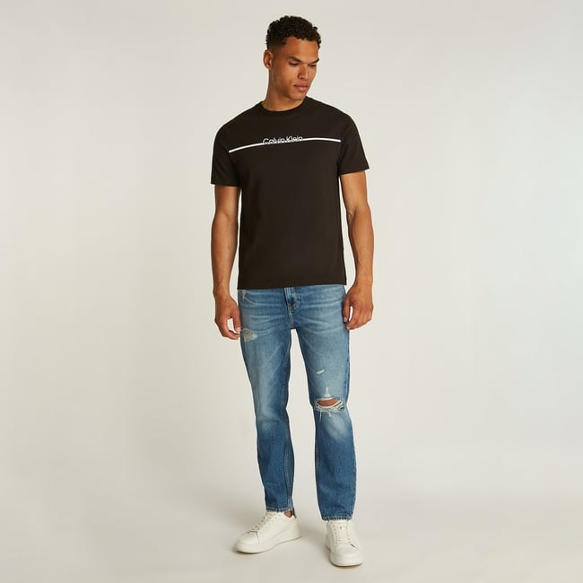  Calvin Klein Split Line Logo Erkek Siyah T-Shirt