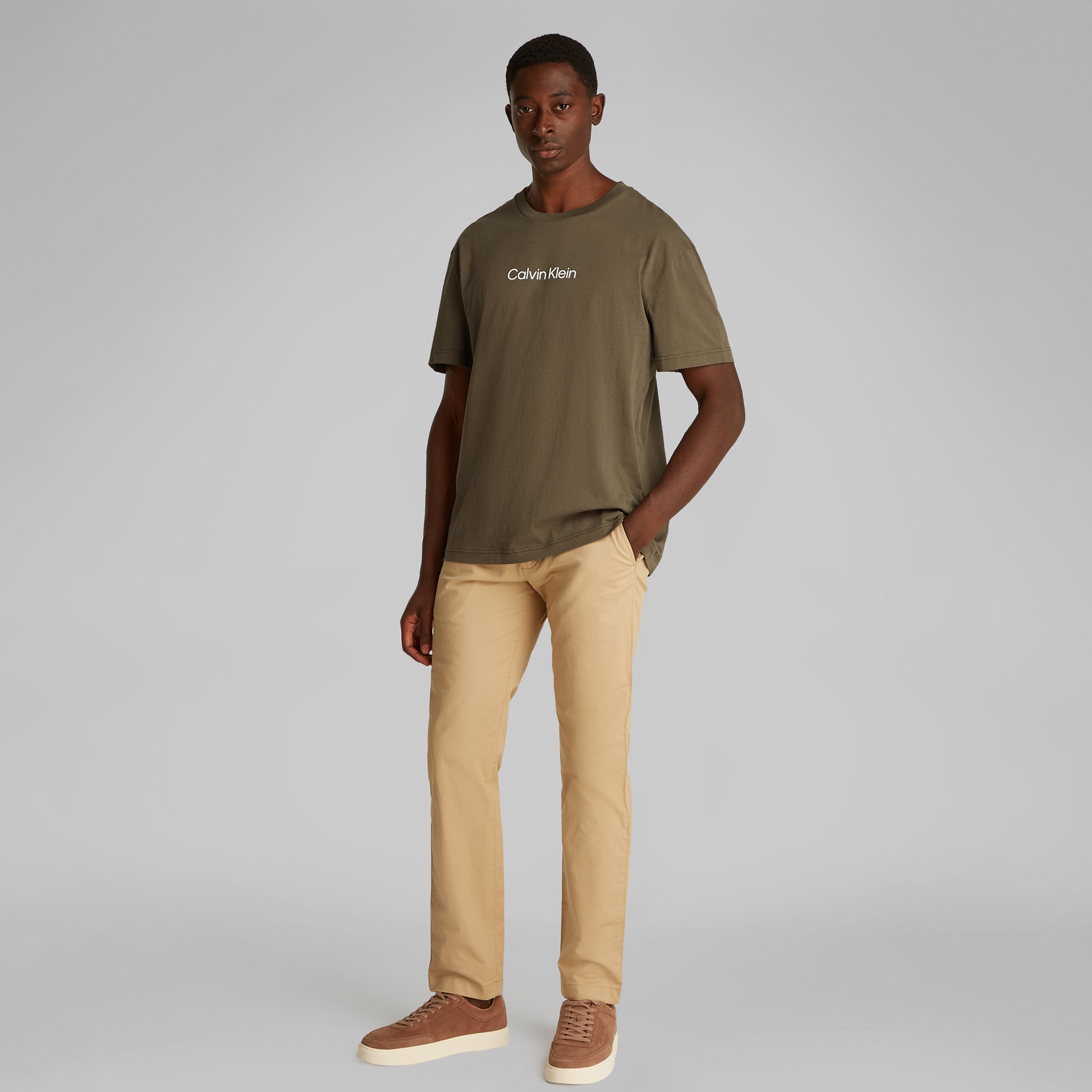 Calvin Klein Erkek Haki T-Shirt