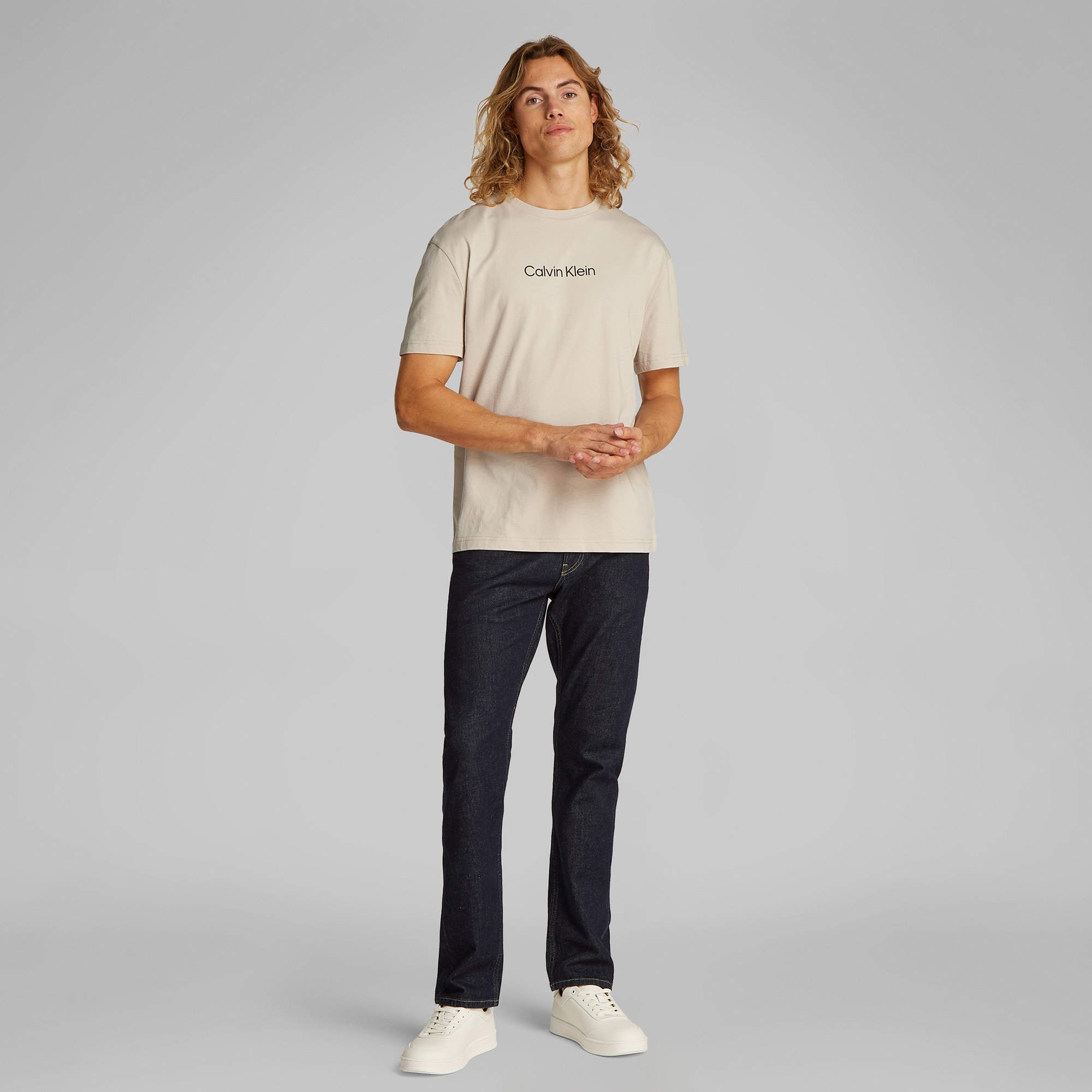 Calvin Klein Hero Logo Comfort Erkek Bej T-Shirt