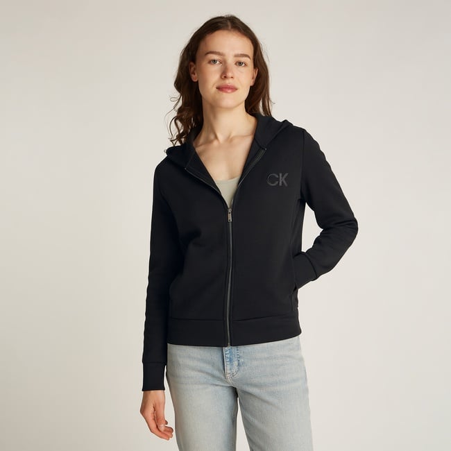  Calvin Klein Satin Regular Zip Kadın Siyah Sweatshirt