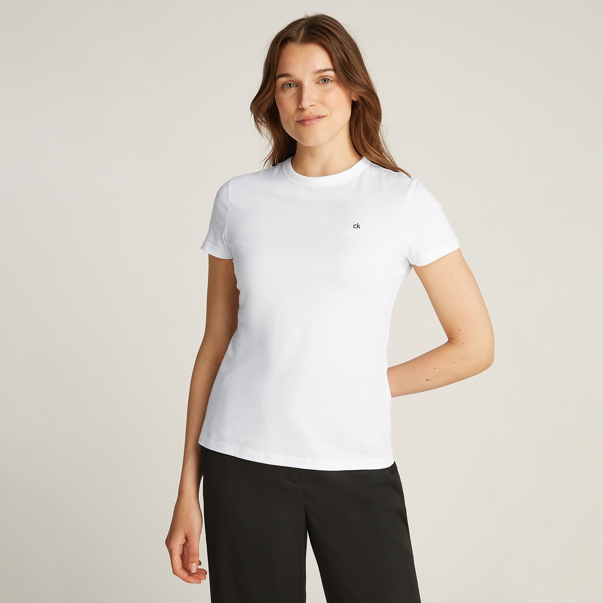 Calvin Klein Graphic Slim Kadın Beyaz T-Shirt
