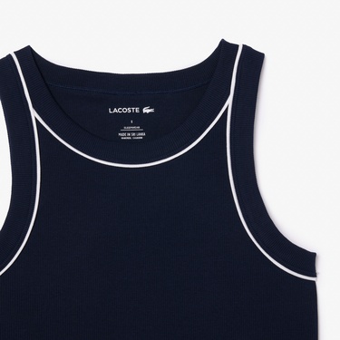  Lacoste Kadın Kolsuz Bisiklet Yaka Lacivert Pijama Takımı