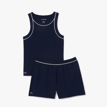  Lacoste Kadın Kolsuz Bisiklet Yaka Lacivert Pijama Takımı