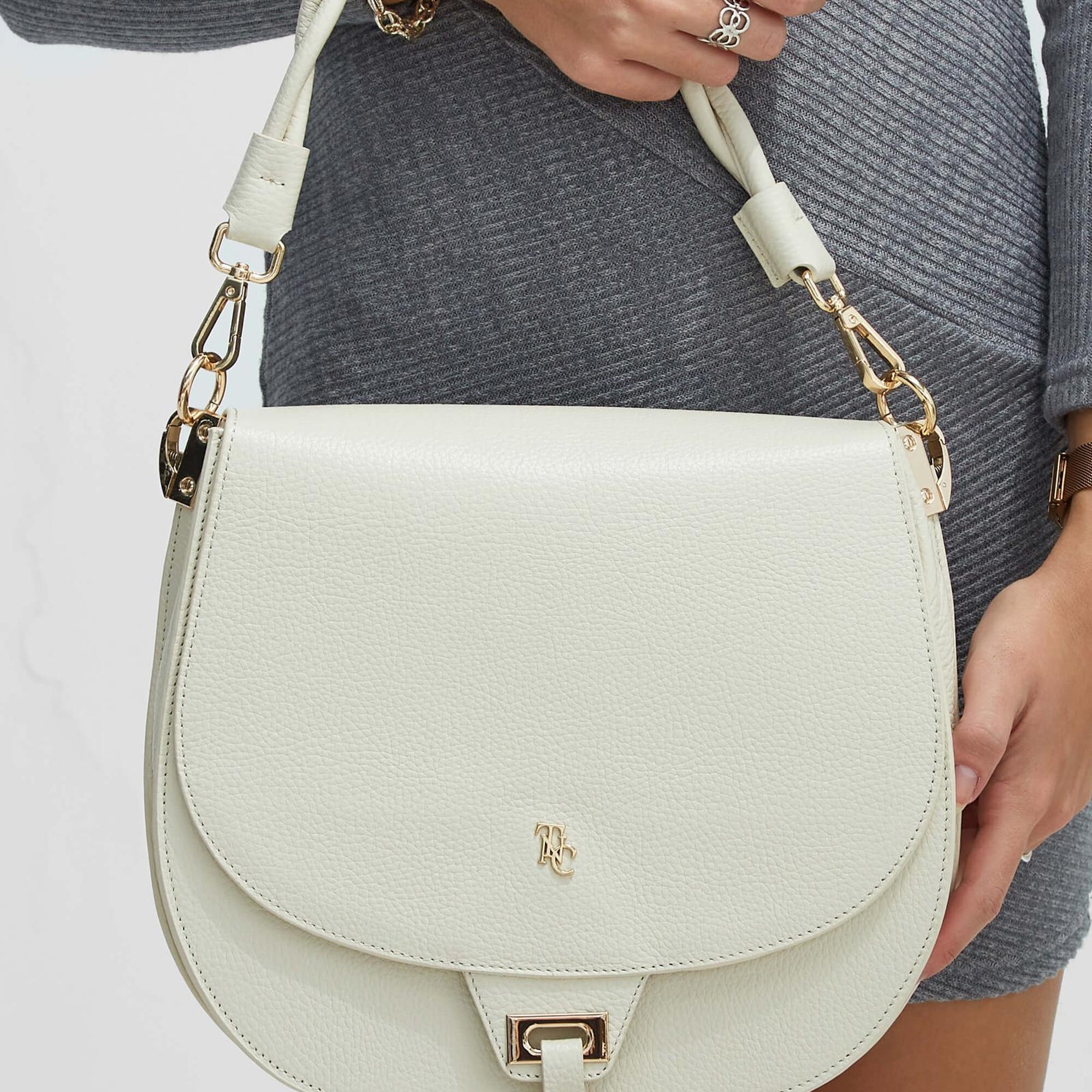 Tamer Tanca Kadın Hakiki Deri Bej Kol Çantası