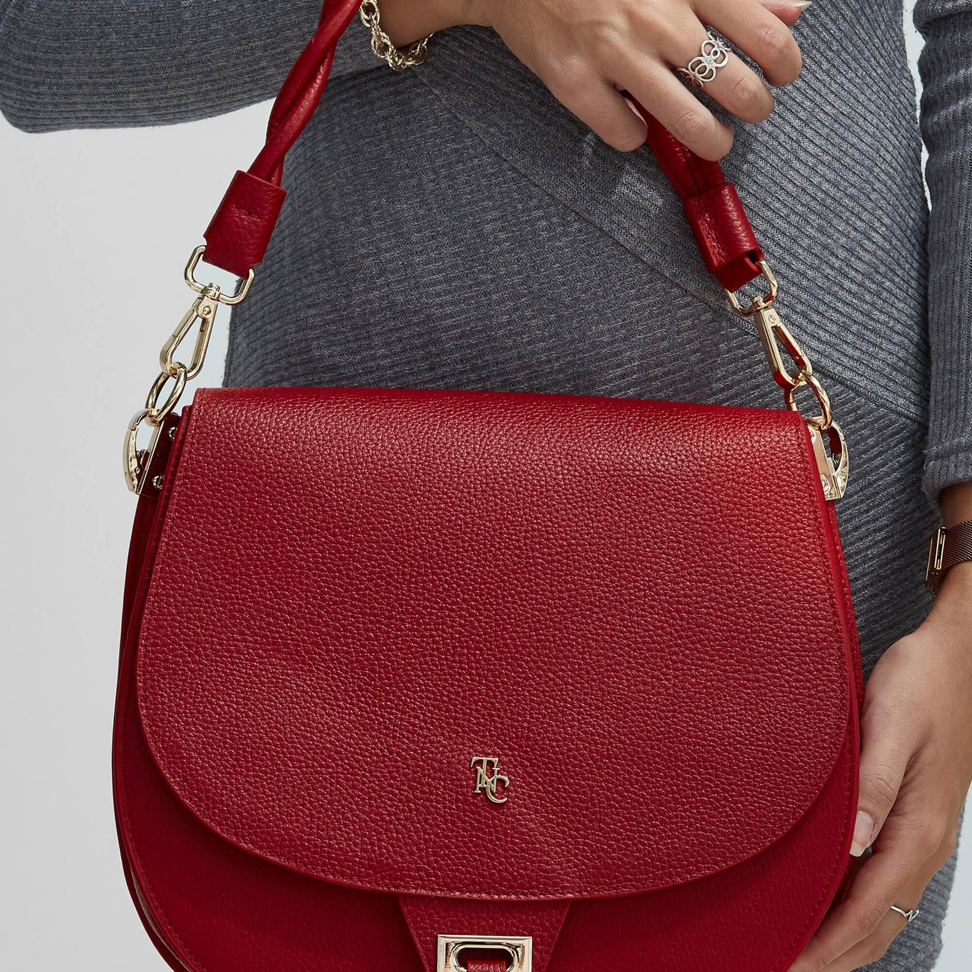 Tamer Tanca Kadın Hakiki Deri Kırmızı Kol Çantası