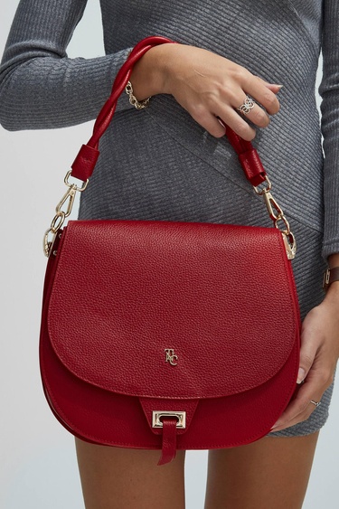  Tamer Tanca Kadın Hakiki Deri Kırmızı Kol Çantası