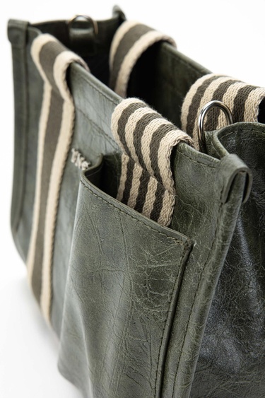  Tamer Tanca Kadın Vegan Haki Rugan Omuz Çanta