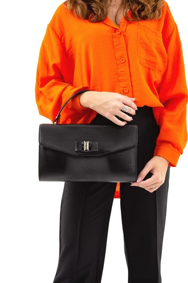  Tamer Tanca Kadın Vegan Siyah El Çantası