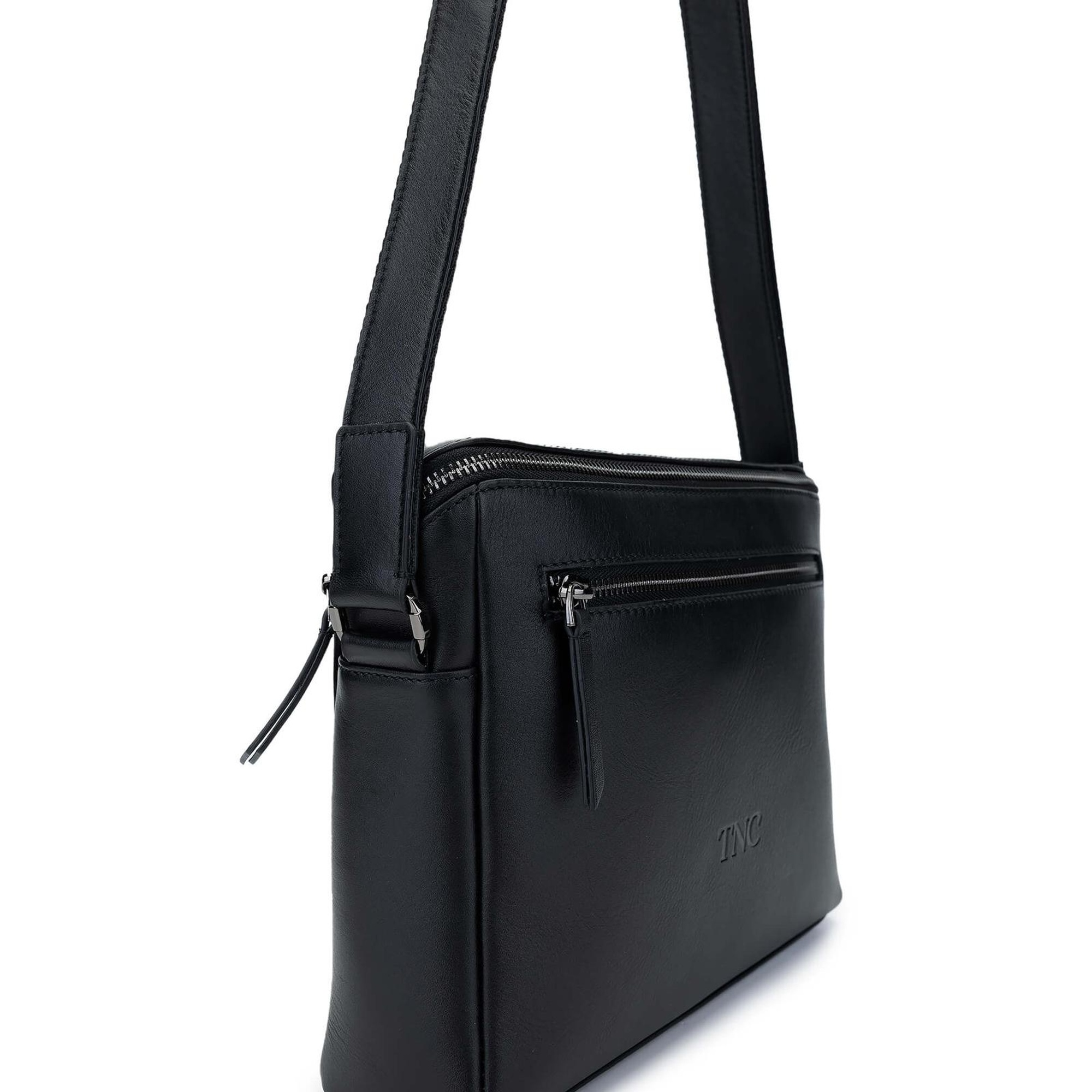 Tamer Tanca Erkek Hakiki Deri Siyah Postacı Çanta