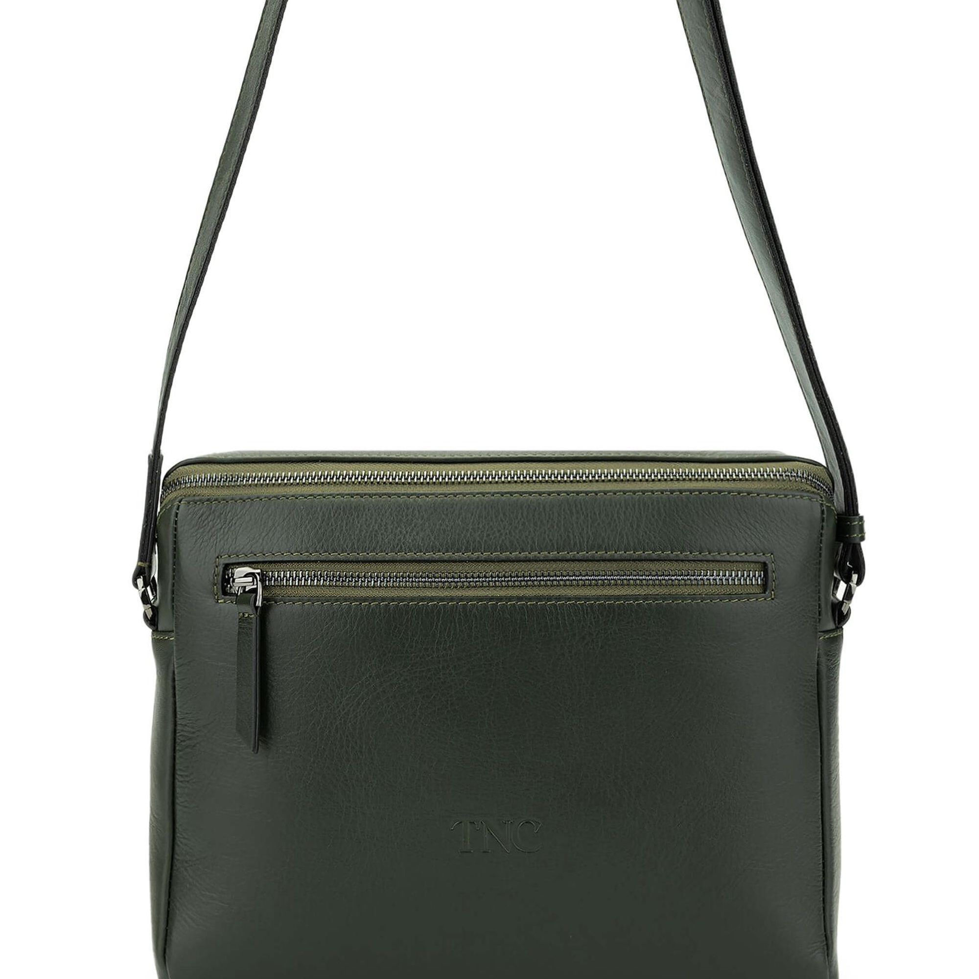 Tamer Tanca Erkek Hakiki Deri Yeşil Postacı Çanta