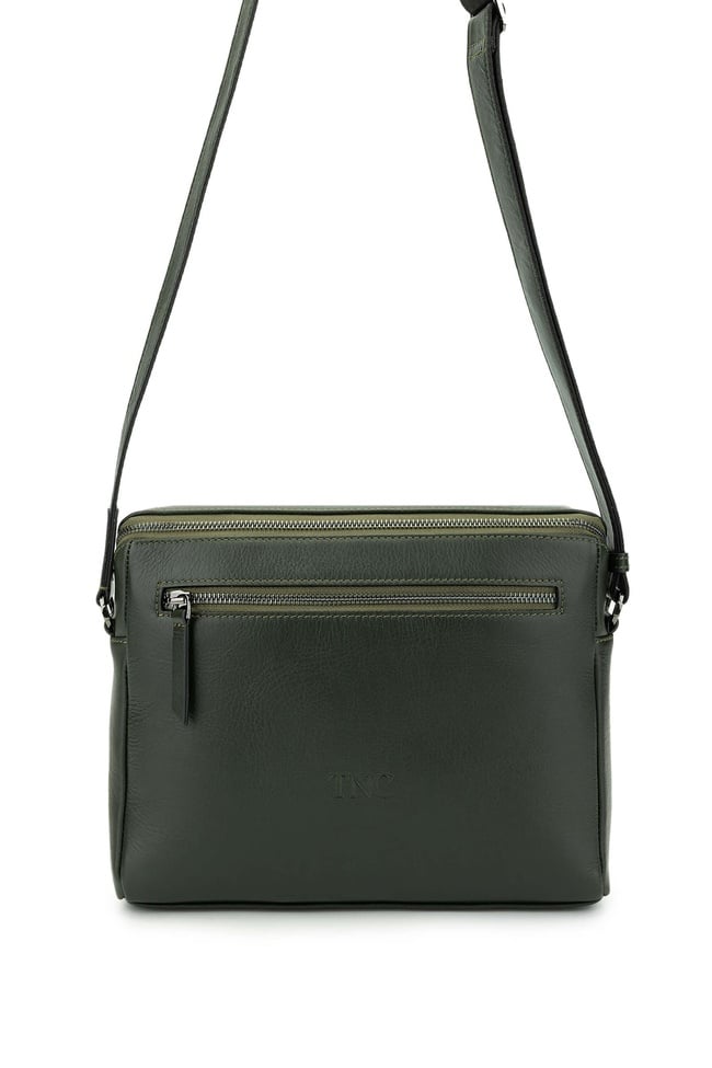  Tamer Tanca Erkek Hakiki Deri Yeşil Postacı Çanta