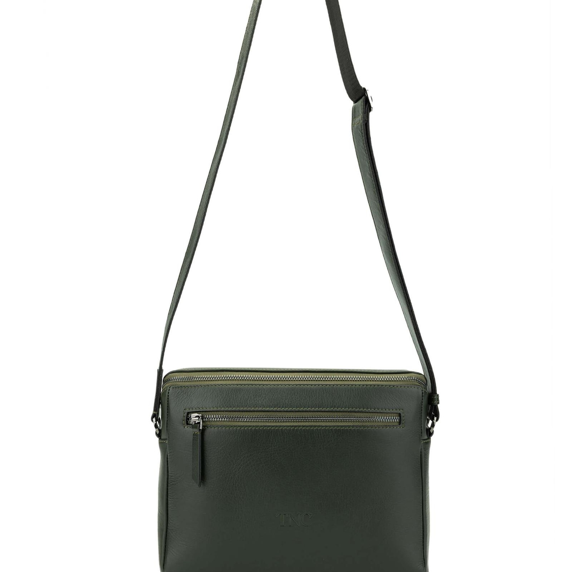 Tamer Tanca Erkek Hakiki Deri Yeşil Postacı Çanta