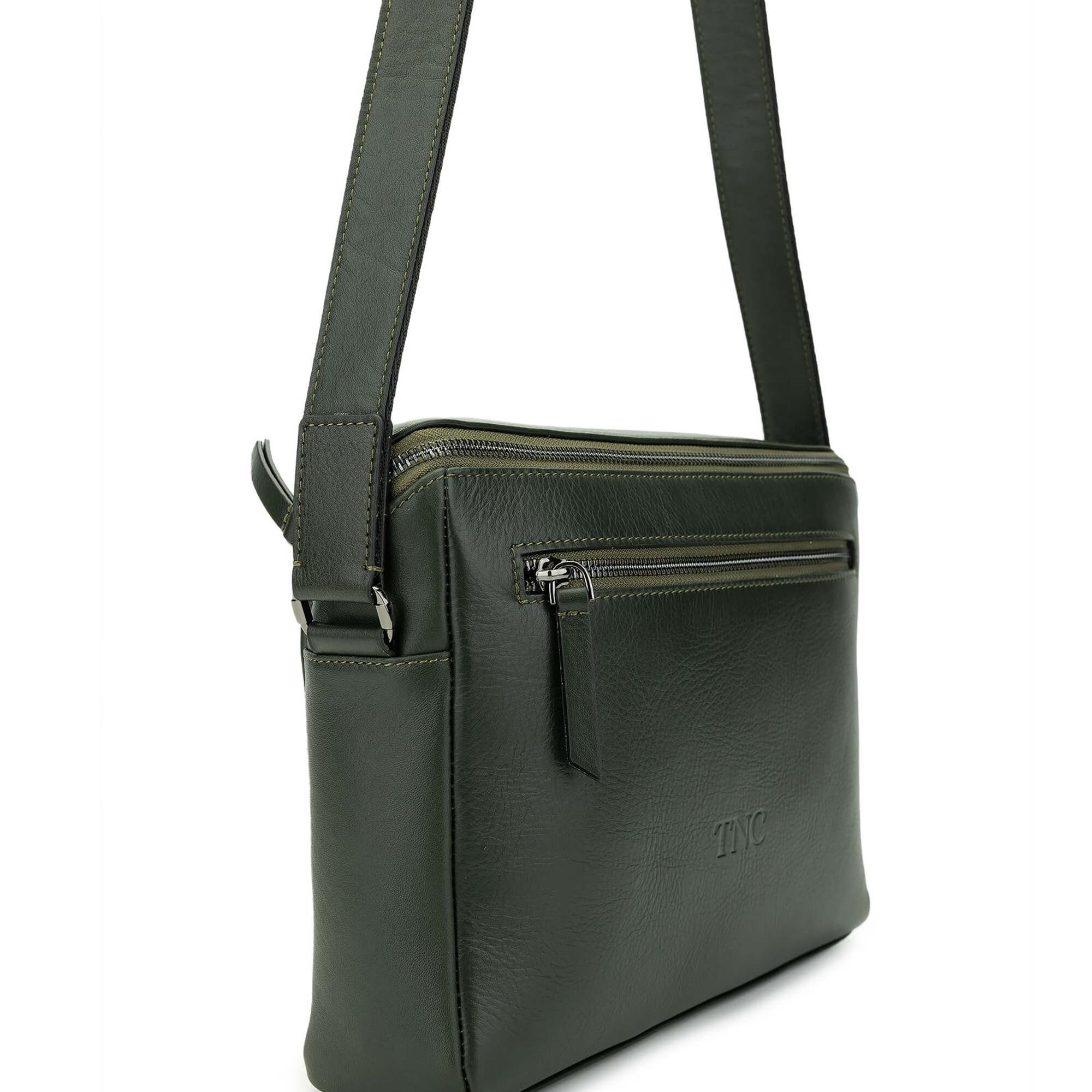 Tamer Tanca Erkek Hakiki Deri Yeşil Postacı Çanta