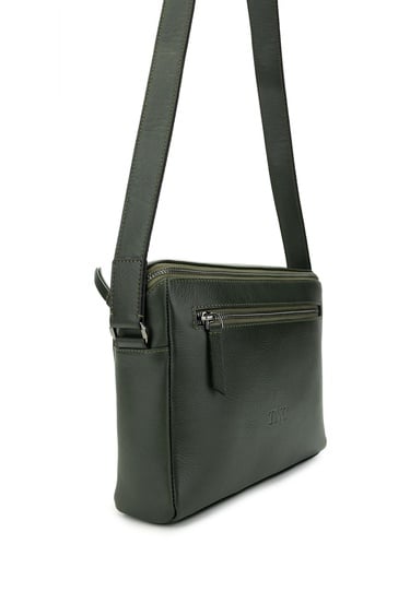  Tamer Tanca Erkek Hakiki Deri Yeşil Postacı Çanta