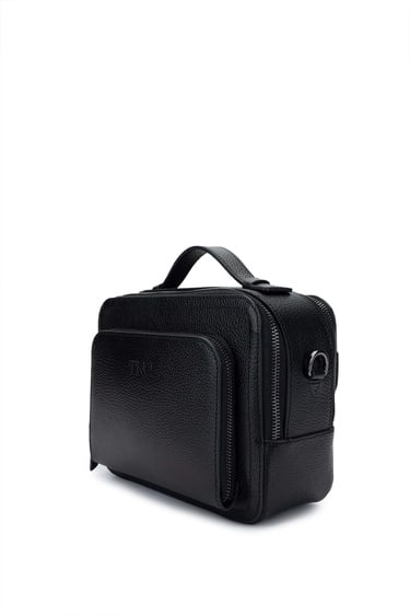  Tamer Tanca Erkek Hakiki Deri Siyah Floter Postacı Çanta