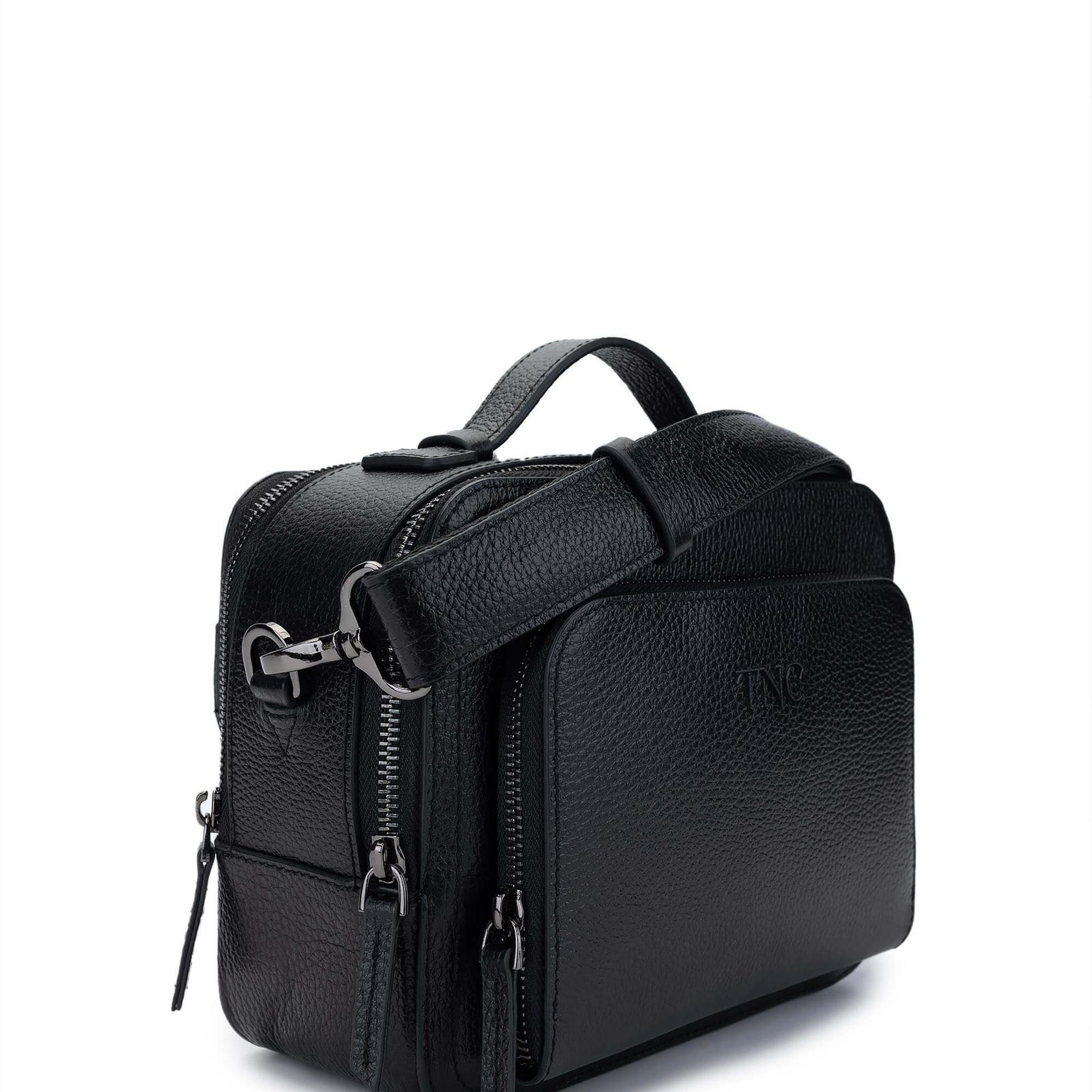 Tamer Tanca Erkek Hakiki Deri Siyah Floter Postacı Çanta