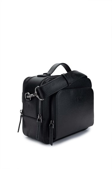  Tamer Tanca Erkek Hakiki Deri Siyah Floter Postacı Çanta