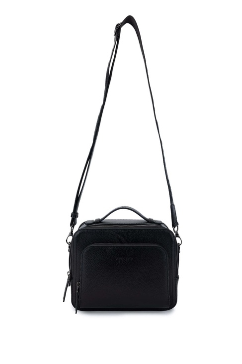  Tamer Tanca Erkek Hakiki Deri Siyah Floter Postacı Çanta