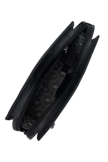  Tamer Tanca Erkek Hakiki Deri Siyah Floter El Çantası