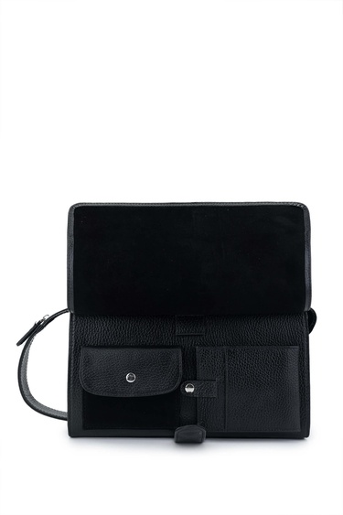  Tamer Tanca Erkek Hakiki Deri Siyah Floter El Çantası